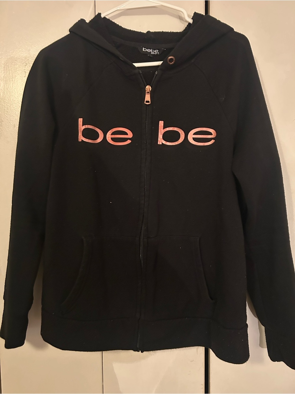 Bershka Kids Black Zip Hoodie with Pink Logo